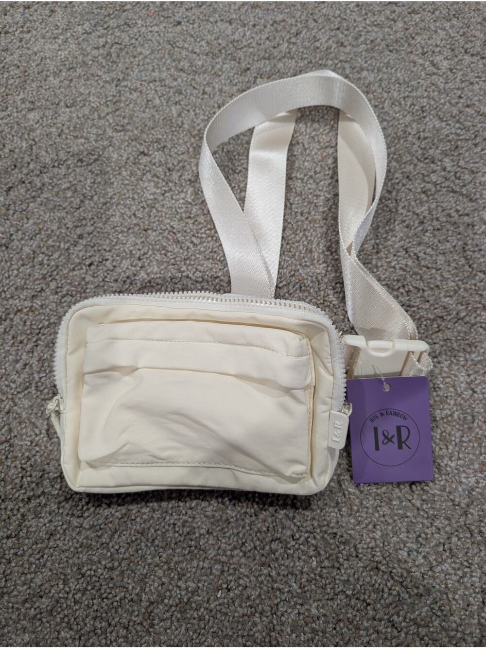 NWT Iris & Rainbow Belt Bag Cream Ivory Nylon Crossbody Fanny Pack Waist Pouch‎